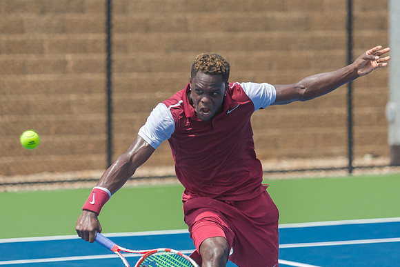 Jarmere Jenkins returns a volley at the Winston-Salem Open