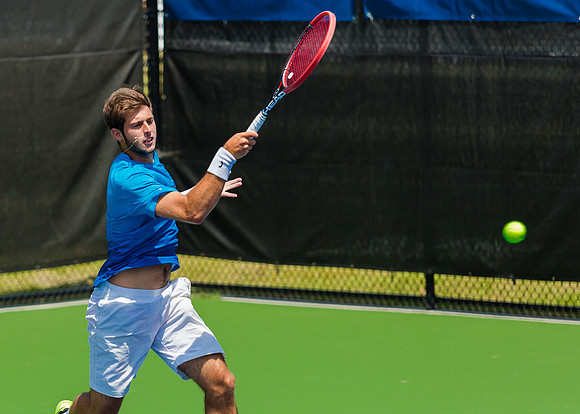 Keivon Tabrizi follows through at the Winston-Salem Open