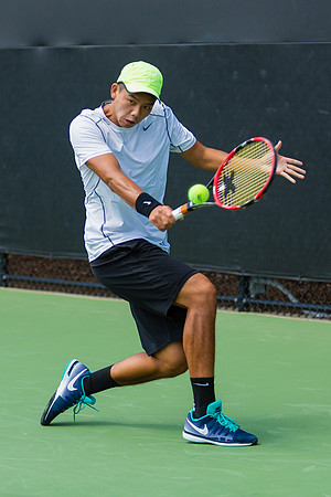 Jonathan Ho connecting at the Winston-Salem Open