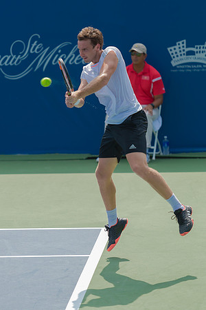 Ernests Gulbis hits hard at the Winston-Salem Open