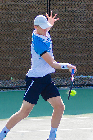 Kevin Anderson connects with the ball at the Winston-Salem Open