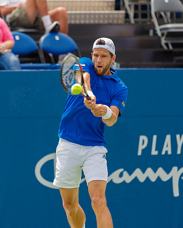 Jurgen Melzer plays center court at the Winston-Salem Open