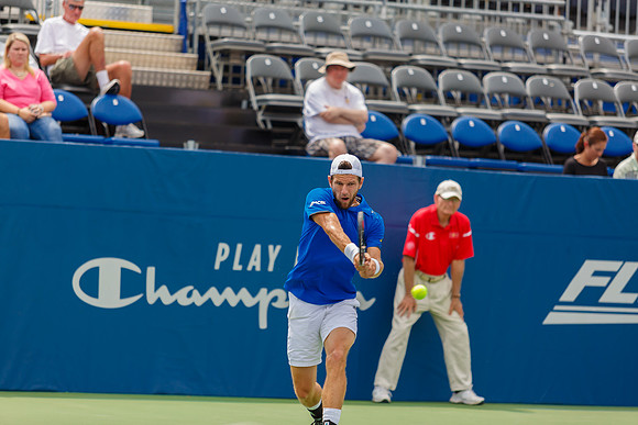 Jurgen Melzer plays center court at the Winston-Salem Open