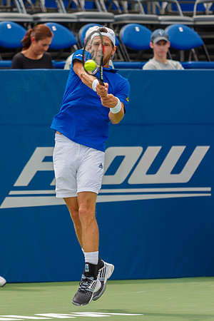 Jurgen Melzer plays center court at the Winston-Salem Open