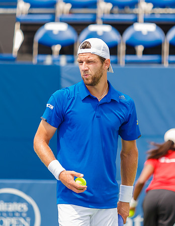Jurgen Melzer plays center court at the Winston-Salem Open
