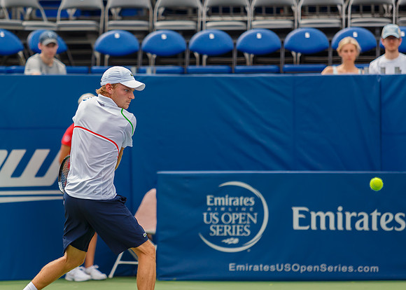 Jurgen Melzer plays center court at the Winston-Salem Open