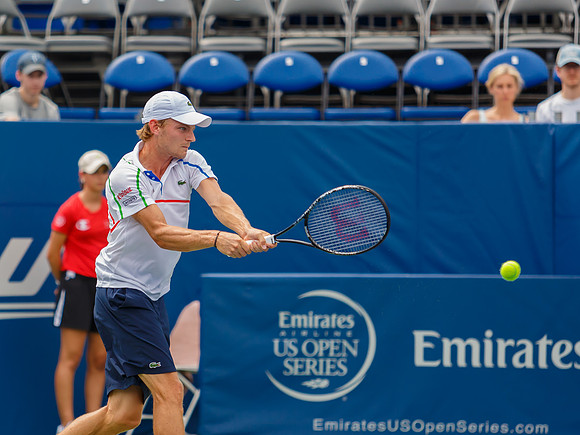 Jurgen Melzer plays center court at the Winston-Salem Open
