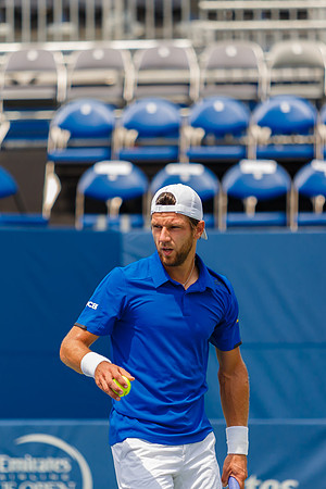 Jurgen Melzer plays center court at the Winston-Salem Open