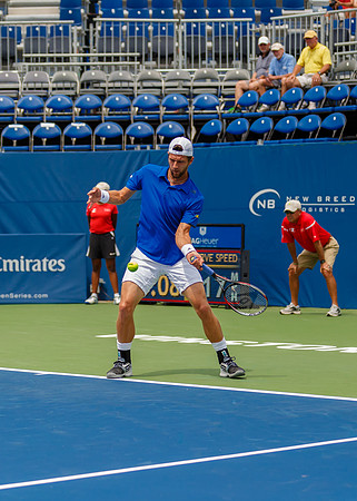 Jurgen Melzer plays center court at the Winston-Salem Open