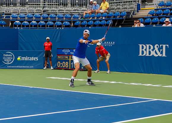 Jurgen Melzer plays center court at the Winston-Salem Open