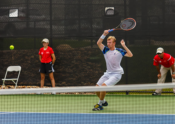 Andrey Golubev plays center court at the Winston-Salem Open