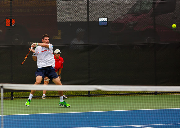 Federico Delbonis plays center court at the Winston-Salem Open