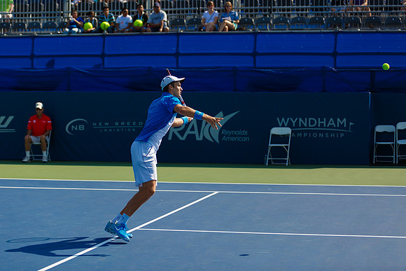 Kevin King plays center court at the Winston-Salem Open