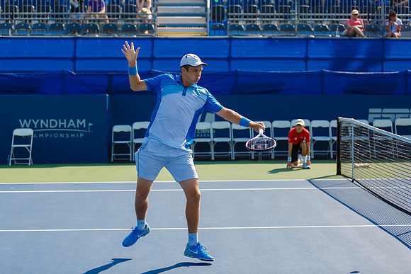 Kevin King plays center court at the Winston-Salem Open