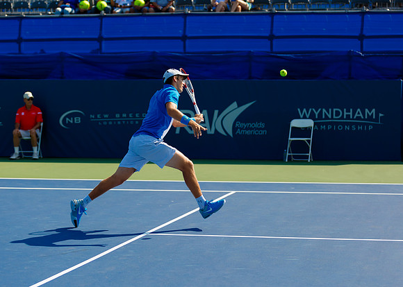 Kevin King plays center court at the Winston-Salem Open