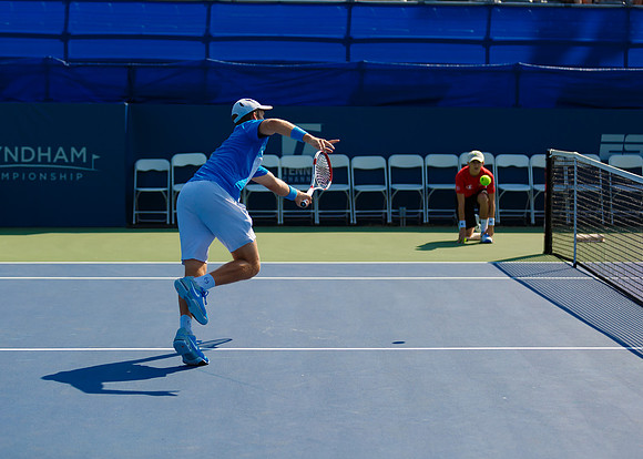 Kevin King plays center court at the Winston-Salem Open