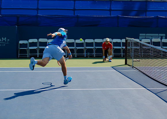 Kevin King plays center court at the Winston-Salem Open