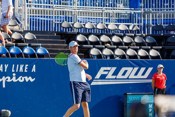 Sam Querrey plays center court in the Winston-Salem Open.