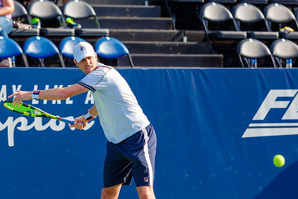 Sam Querrey plays center court in the Winston-Salem Open.