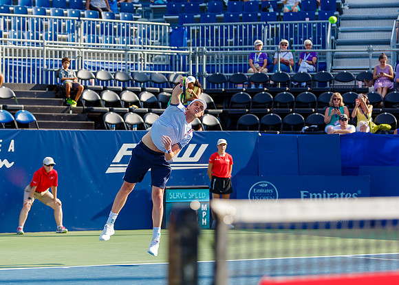 Sam Querrey plays center court in the Winston-Salem Open.