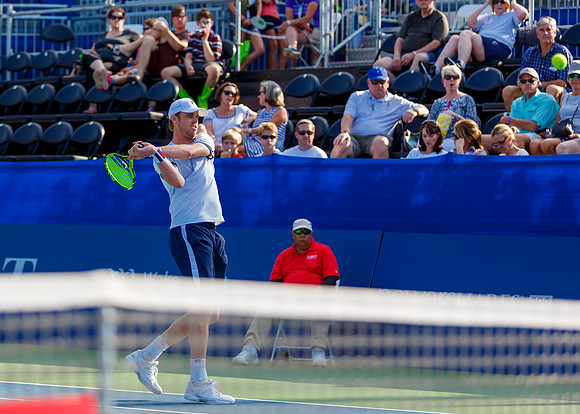 Sam Querrey plays center court in the Winston-Salem Open.