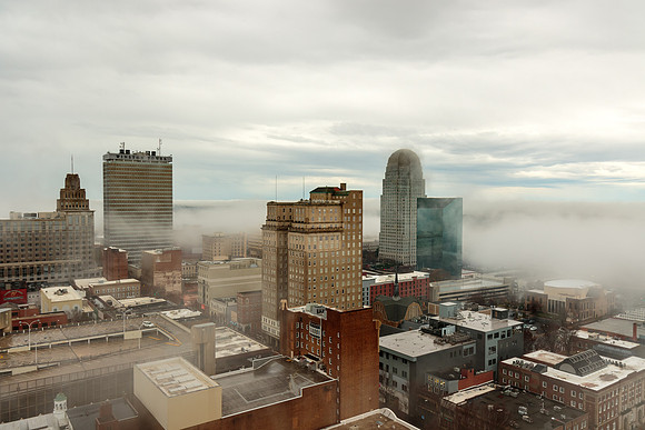 Downtown Winston-Salem in Fog