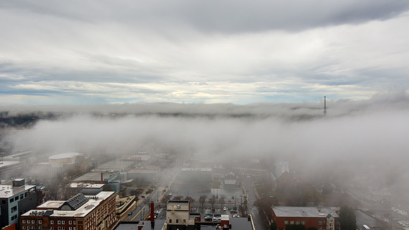 Downtown Winston-Salem in Fog