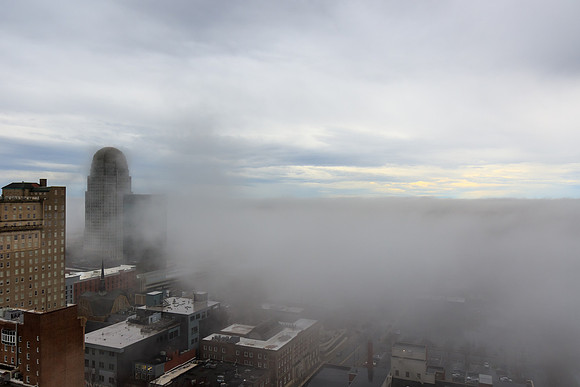 Downtown Winston-Salem in Fog