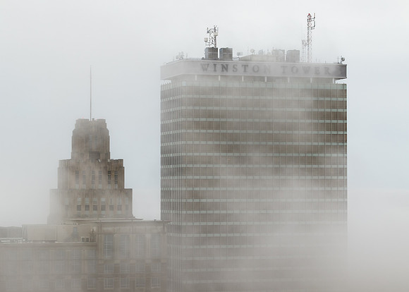 Downtown Winston-Salem in Fog