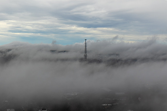 Downtown Winston-Salem in Fog