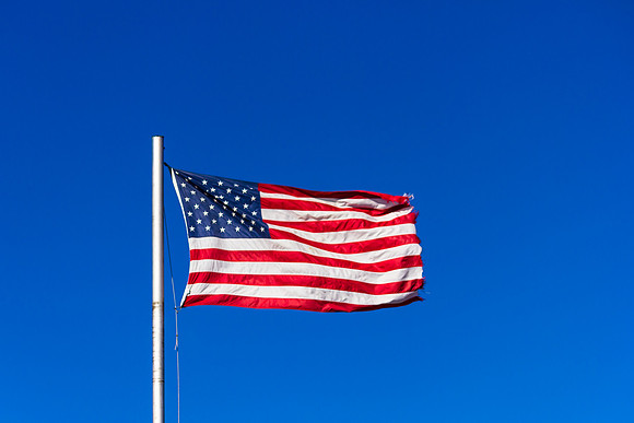 American Flag in high wind