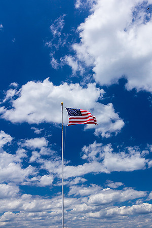 American Flag Against Blue Sky
