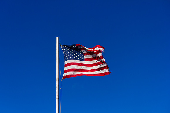 American Flag and Clear Blue Sky