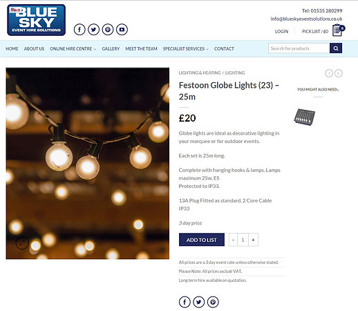 Blue Sky Event Hire Promotions - Lights
